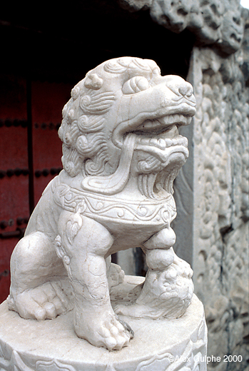 Photographie Couleur - Verticale - Statue en marbre représentant un lion femelle à proximité du palais de la Pureté céleste