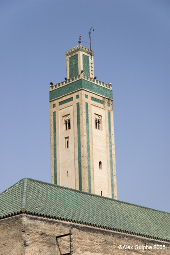 Photographie Couleur - Verticale - Le minaret de la mosquée er Rsif (depuis la place er Rsif) (II)