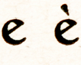 Spécimen en romain Grasset des lettres e, é